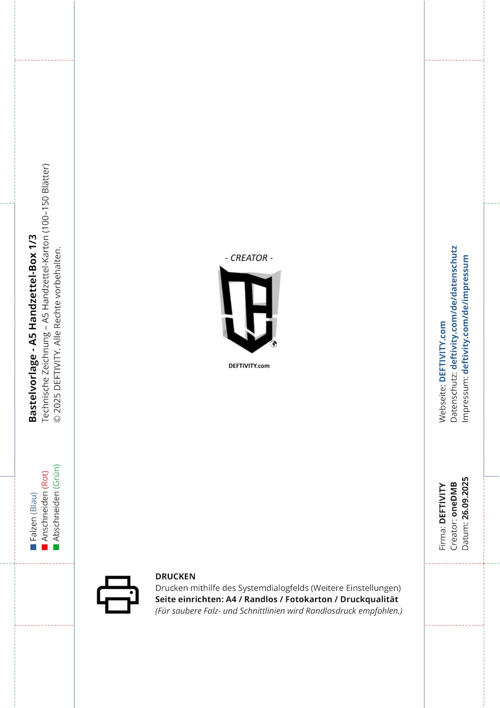 Technische Zeichnung – A5 Handzettel-Box (Grundfläche) 1/3