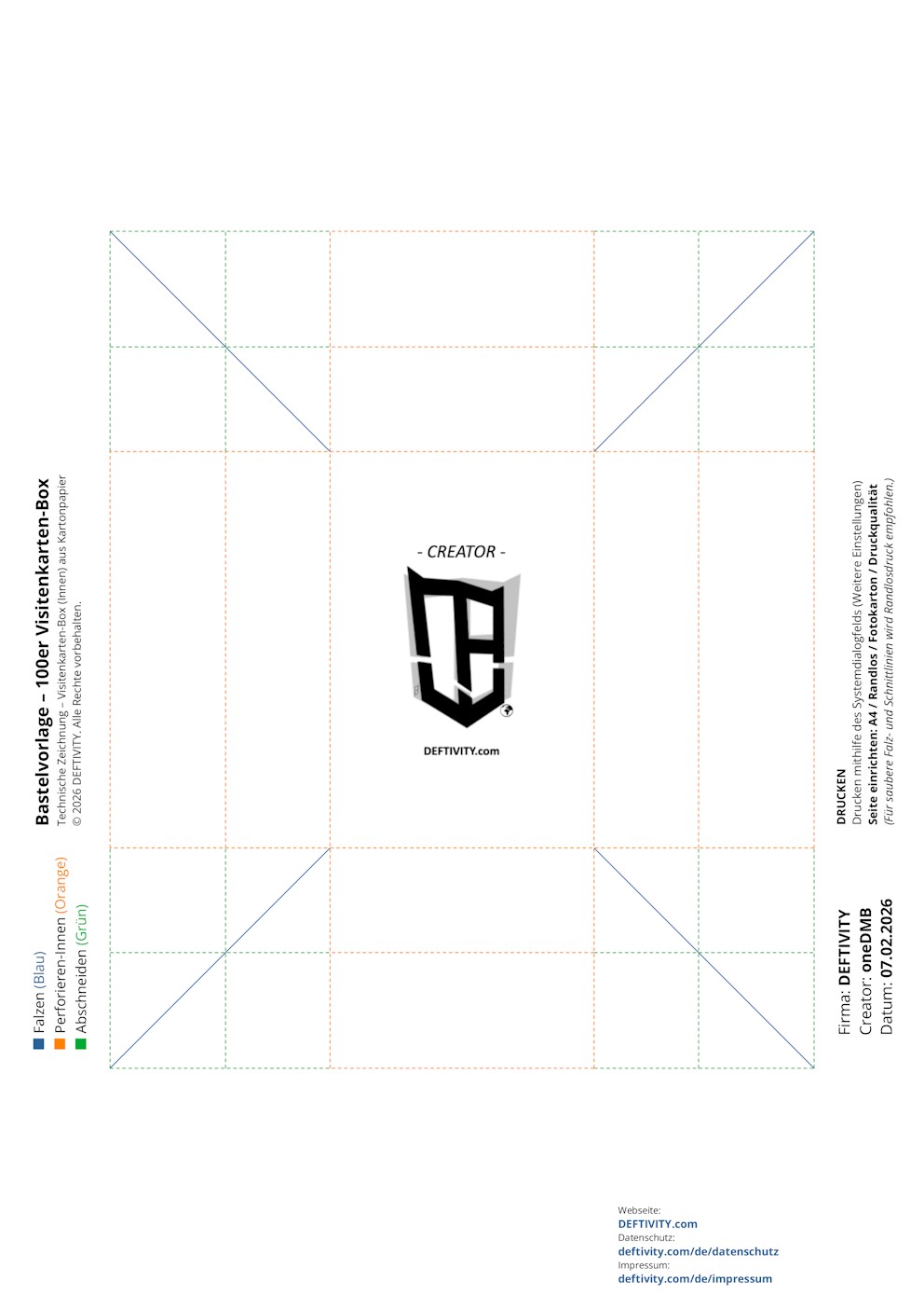 Technische Zeichnung – A5 Handzettel-Karton90x60 mm Visitenkarten-Box (Innen) 100