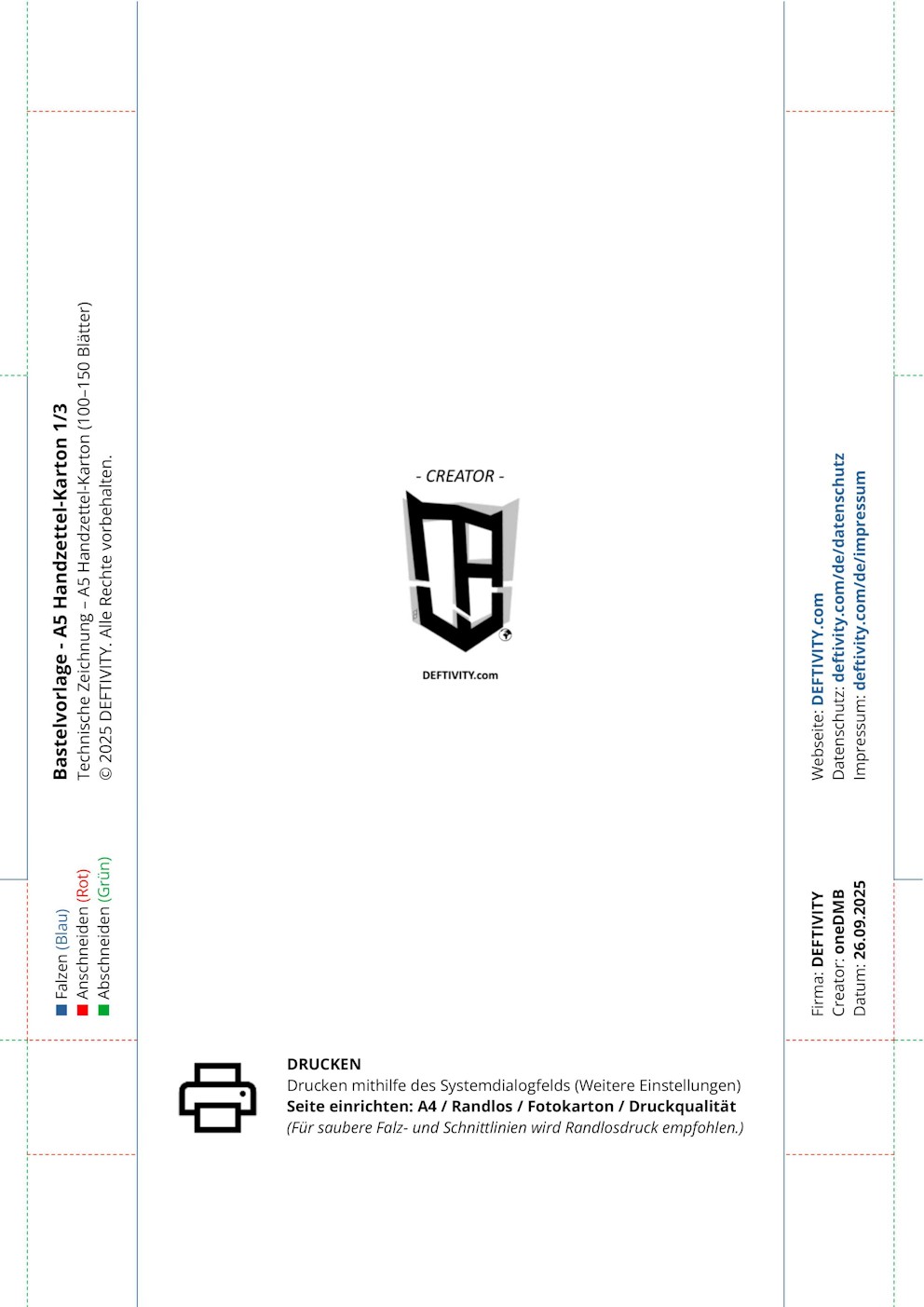 Technische Zeichnung – A5 Handzettel-Karton (Grundfläche) 1/3