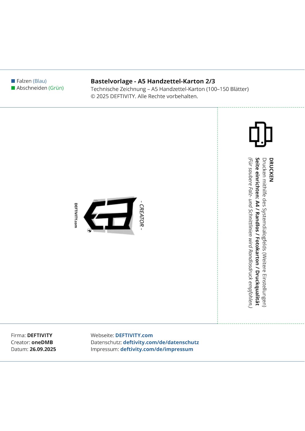 Technische Zeichnung – A5 Handzettel-Karton (Außenseite) 2/3